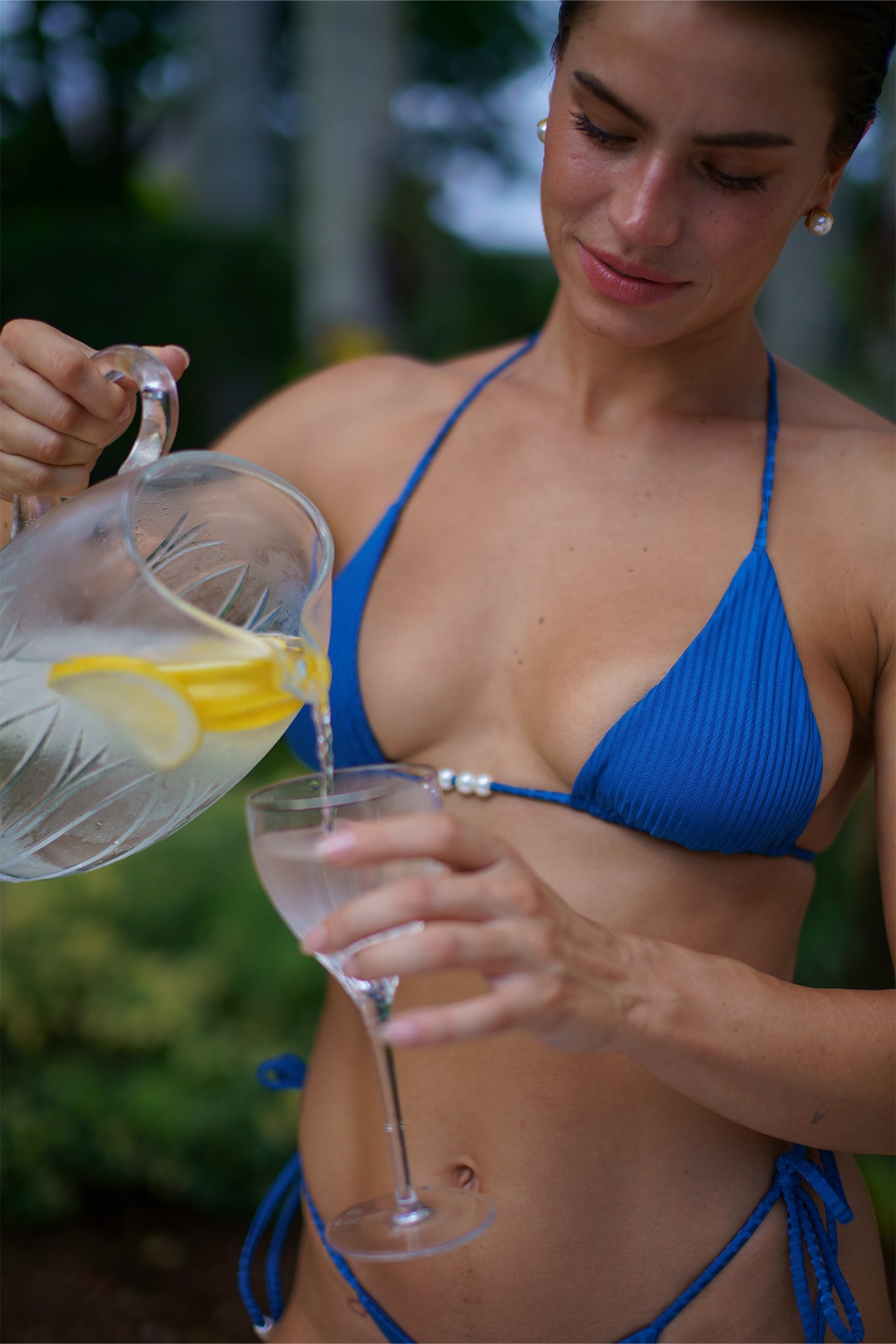 alexa triangle top marine blue ribbed