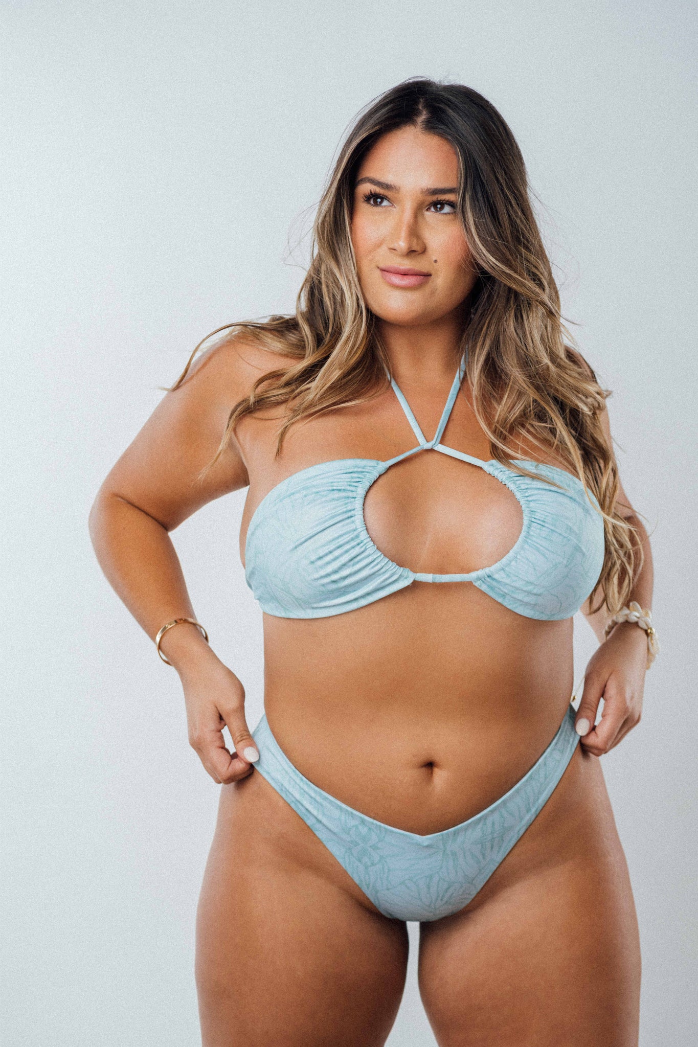 delilah scrunch cheeky bikini bottom aloe mint print