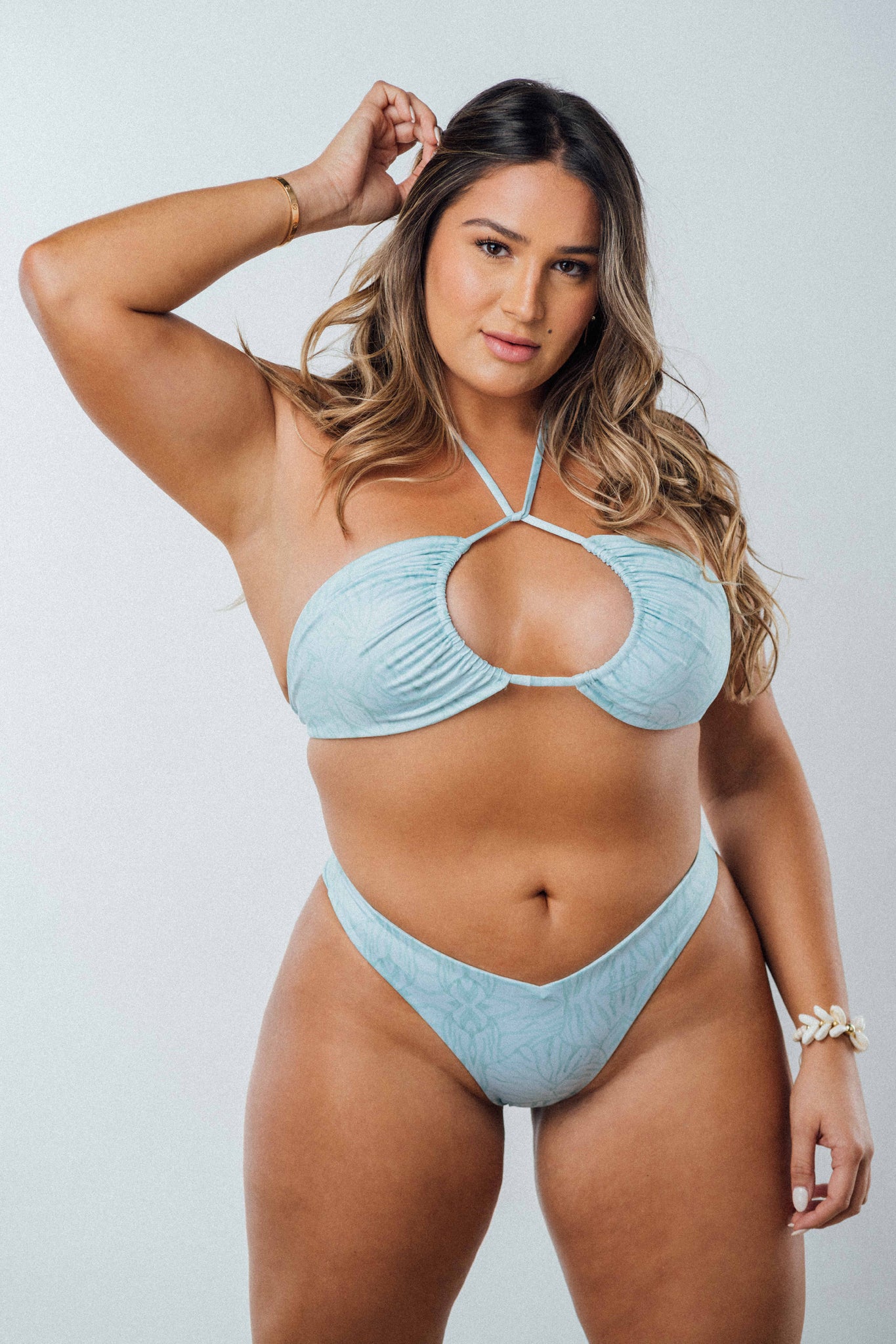 delilah scrunch cheeky bikini bottom aloe mint print