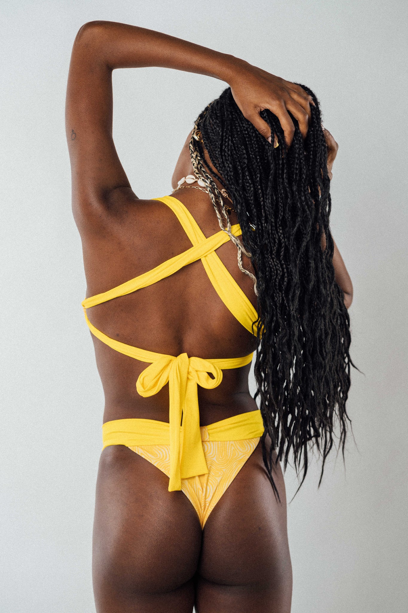 amanda underwire scoop bikini top yellow swirl print